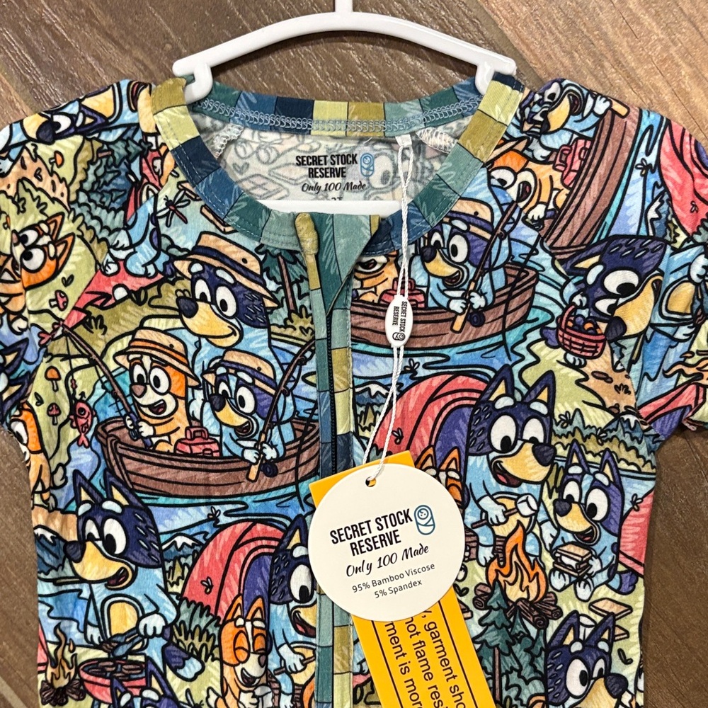 SSR Bluey Playful Cartoon Print Kids Bamboo Shortie - Picture 2 of 2